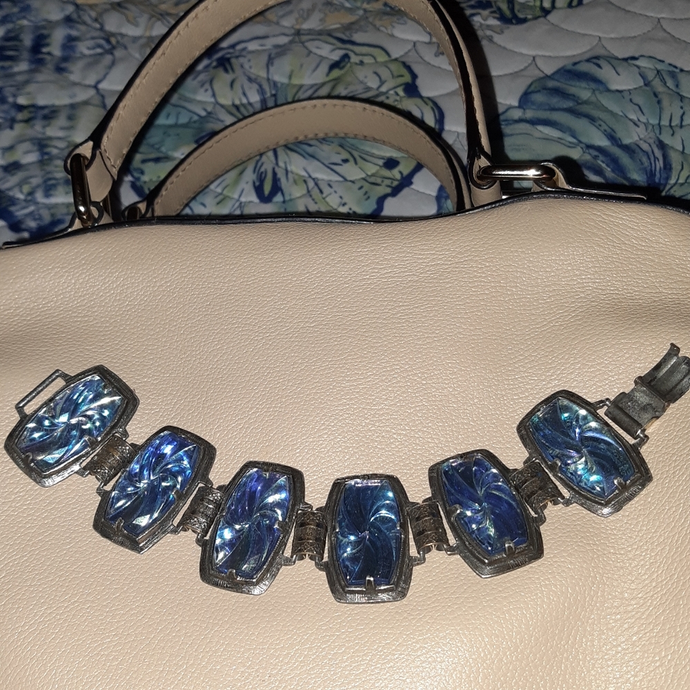 Judy Lee Panel Carnival Glass Bracelet